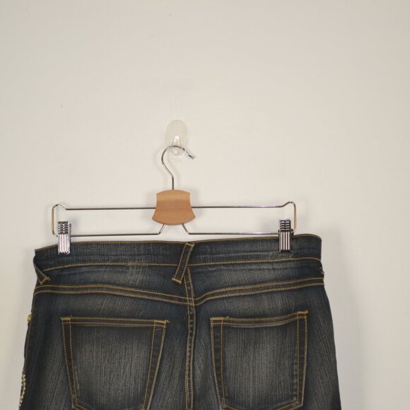 Baby Phat Womens 14 Straight Leg Blue 5 Pocket Gold Logo Cat Blue Denim Jeans - Picture 6 of 8